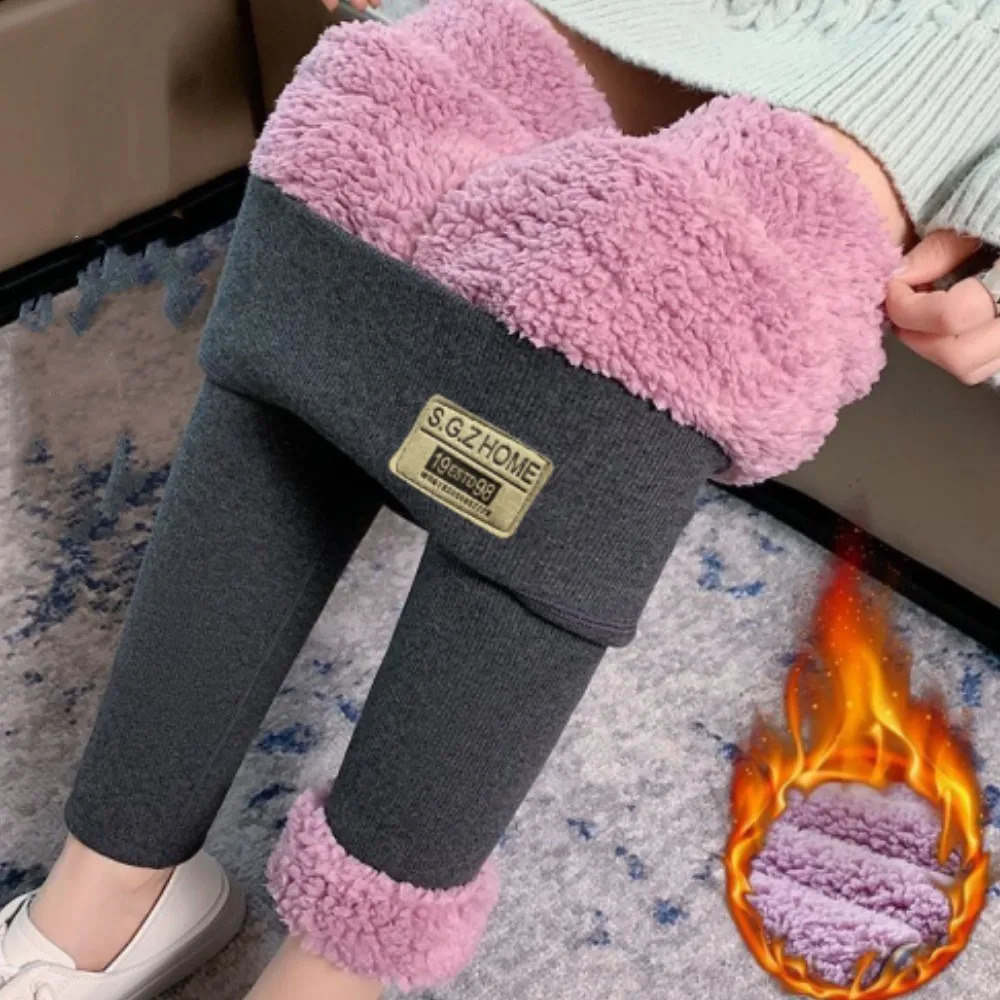 Thickened Plush Tight Leggings for Womens Autumn Winter Thermal Warm Ankle-Length High Waist Lamb Cashmere Outerwear Wear Pants 240812