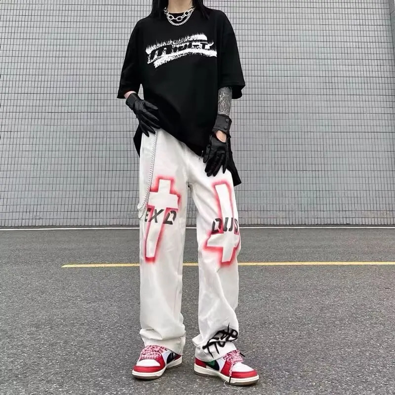 2024 spring and summer mainly promote high quality white trend street personality fashion casual straight leg wide pants 240810