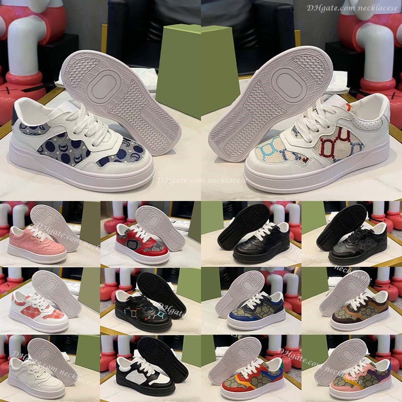 Kids Sneakers Canvas Toddler Embossed Boys Shoes Designer Platform Casual Girls Children Youth Chunky Classic Trainers Letter Beige Ebony Black W-image-959390396