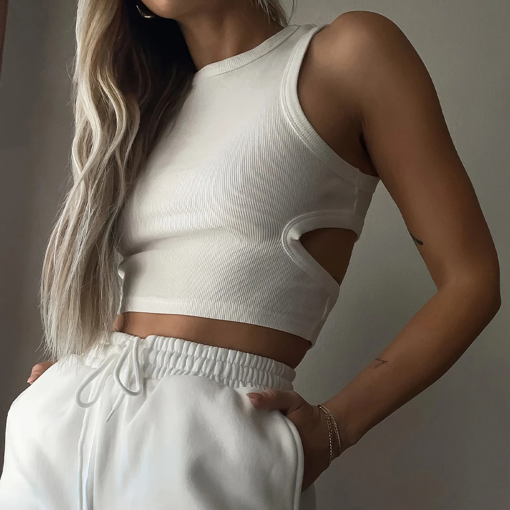 Vest top Womens y2k Tank Top Ribbed Knitted Tops Mujer Neck Summer Woman Shirts Tank Top Women Tank Tops Brown Casual Shirts 240826