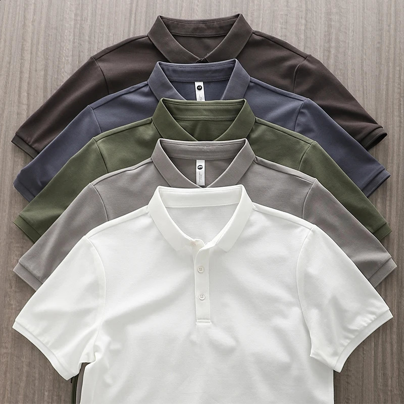 Dukeen Solid Color Polo Shirts for Men Short-Sleeved Golf Wear Summer Korea Style Plain T-Shirts Mens Clothing White Blouse 240810