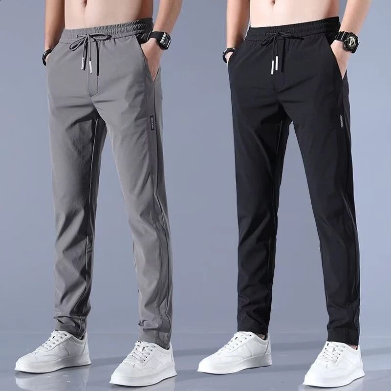 Ice Silk Pants Mens thin quickdry resistance dirty long pants spring and summer casual loose straight tube y240810