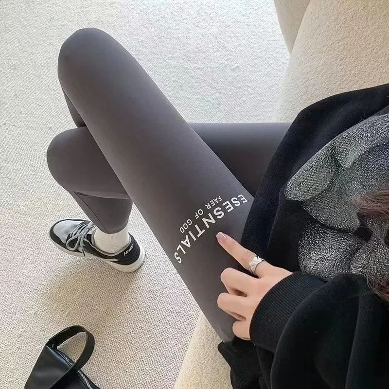 Spring Summer Thin Womens Letter Shark Pants High-waisted Tummy Control Leggings 3/4 Length Casual Outerwear Barb Pants 240812