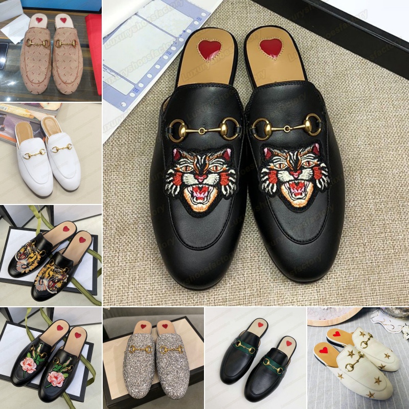 Mules Designer Slipper Géline en cuir modes de femme Chaussures de luxe Taille 34-45 Mocasins Toe rond Soft Classic Lazy Princetown