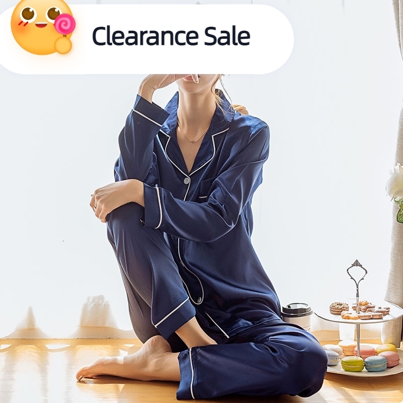 Pyjama en satin de soie pour femmes Ensemble de pyjama couple de pyjama ensemble de pyjama couleur solide 240812