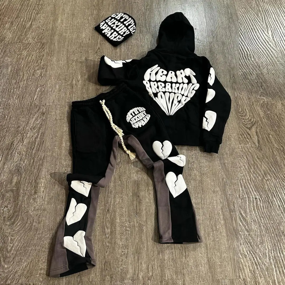 Fashionable retro mens casual fashion sportswear set Harajuku hiphop streetwear super Dalian hoodie and womens Y2k 240824
