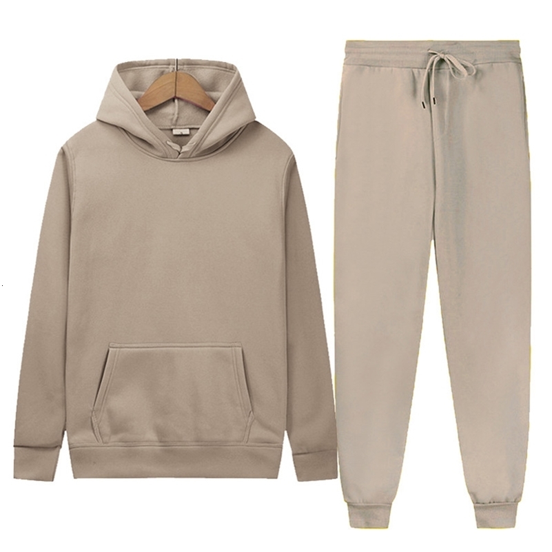 Autumn and winter men womens minimalist solid color hoodiepants twopiece fashion casual sports set y240810