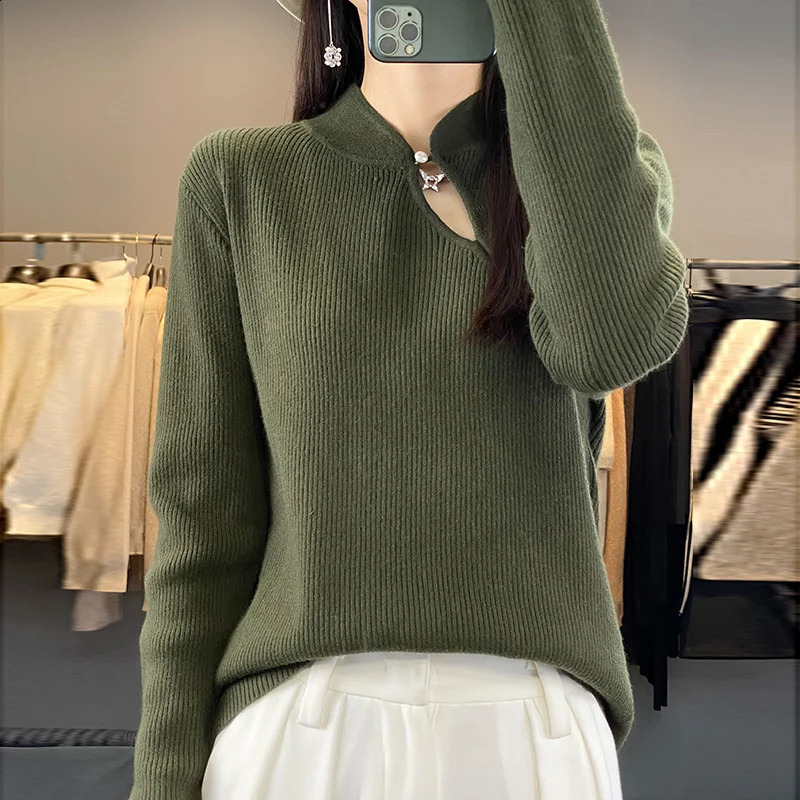 autumn and winter womens cashmere sweater stand up collar sweater wool warm pullover sweater womens cashmere sweater 240813