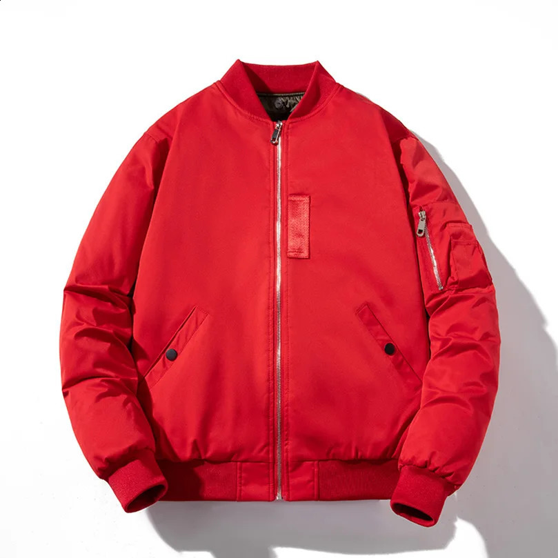 Padded Bomber Jacket Mens Solid Autumn Winter Flight Jacket Mens Youth Windproof Jacket Mens Baseball Jacket Plus Size 5XL 240812