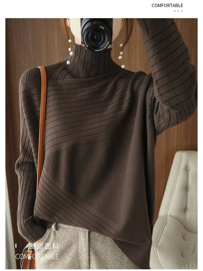 AutumnWomen Sweater Turtleneck Cashmere Sweater Women Knitted Pullover Fashion Keep Warm Loose Tops 240813