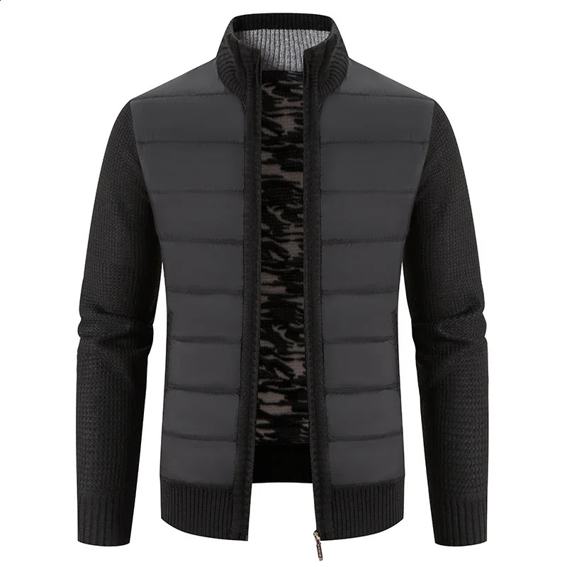 Winter Thick Fleece Cardigan Men Warm Sweatercoat Fashion Patchwork Mens Knittde Sweater Jackets Casual Knitwear Outerwear Men 240813