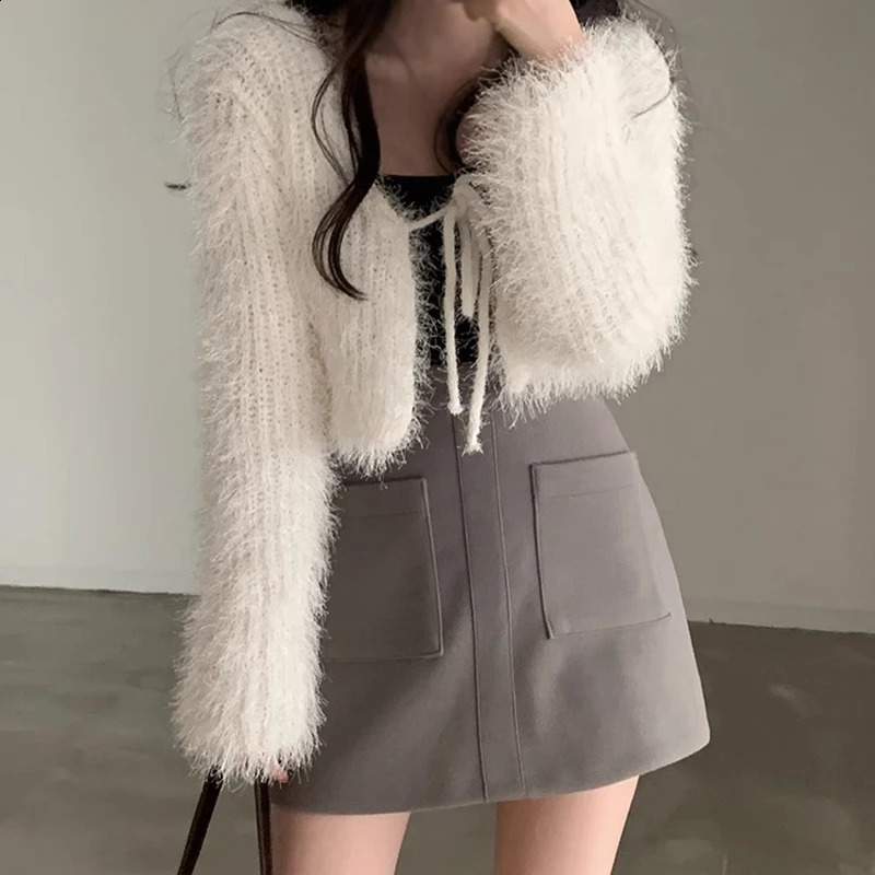Sexy Womens Sweater Soft and glutinous Solid Mink Velvet Loose Fitting Sweater Cardigan Knitted Top 240813