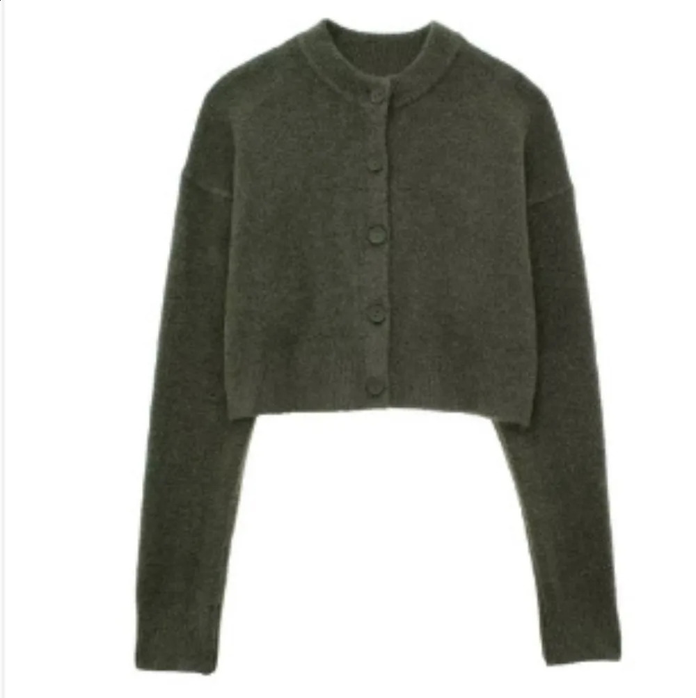 Cardigans Femme pull à manches longues à manches en tricot massif en tricot solide veste de streetwear streetwear veste décontractée traf 240813