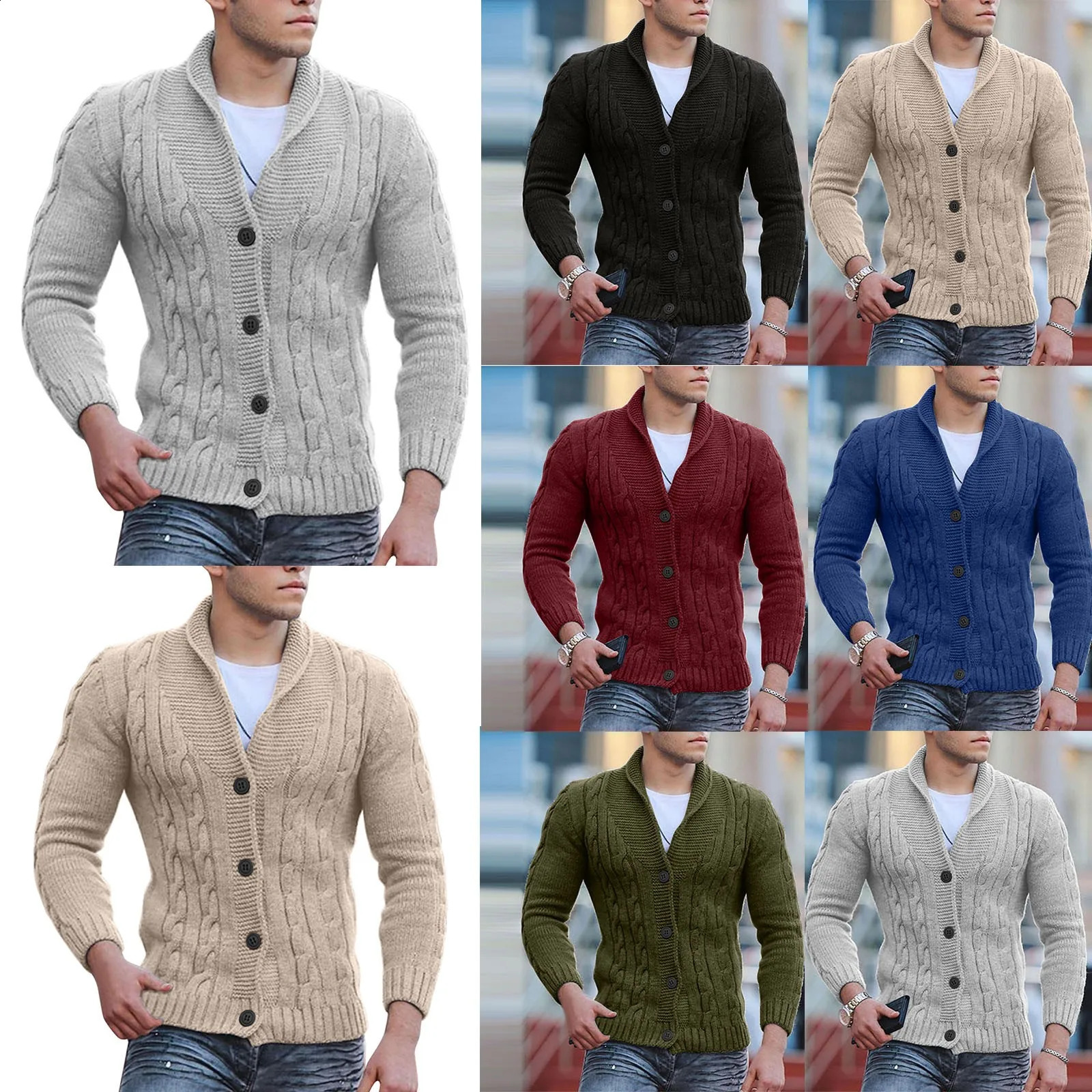 Mode manteau veste tricot Cardigan pull hommes vêtements hiver hommes tricoté pull col montant Cardigans homme décontracté sweat 240813