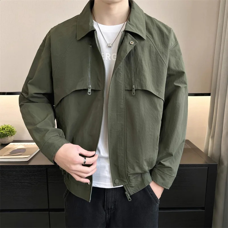 Veste d'automne de printemps pour hommes décontractés couleur solide