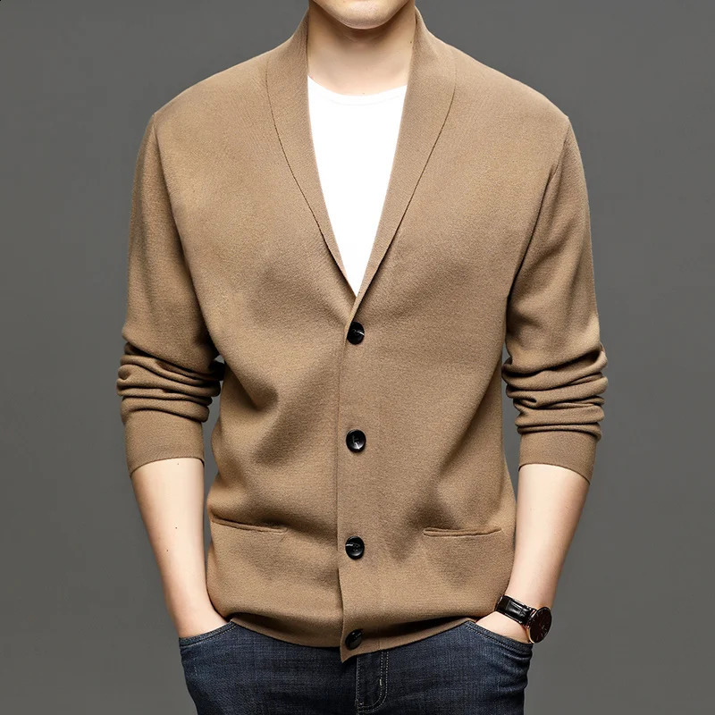 Korean Cardigan Mens Sweater Knit Top Male Clothes Black Long Sleeve V-Neck Wweater Oversize Sweater Jacket Mens Coat S-3XL 240813