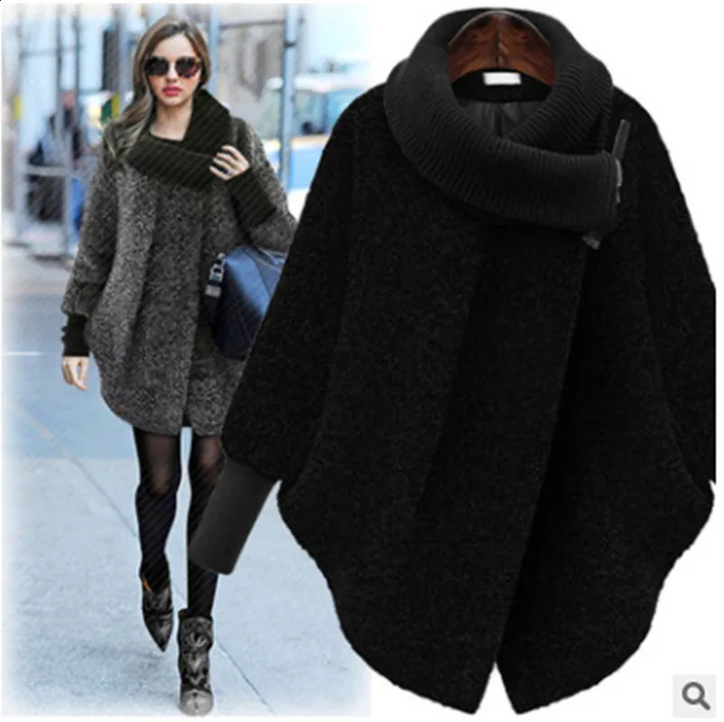 Winter Woolen Womens Coat Fashion Jacket Streetwear High-Neck Mid-Length Covered Button Loose Woolen Coat 240813