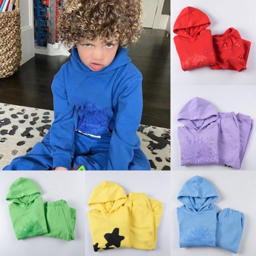 Designer kids hoodies sets toddlers suit baby boys girls Clothing Sets hoody pink green yellow black Clothes childrens Infant Clothing vorf#-image-903796658
