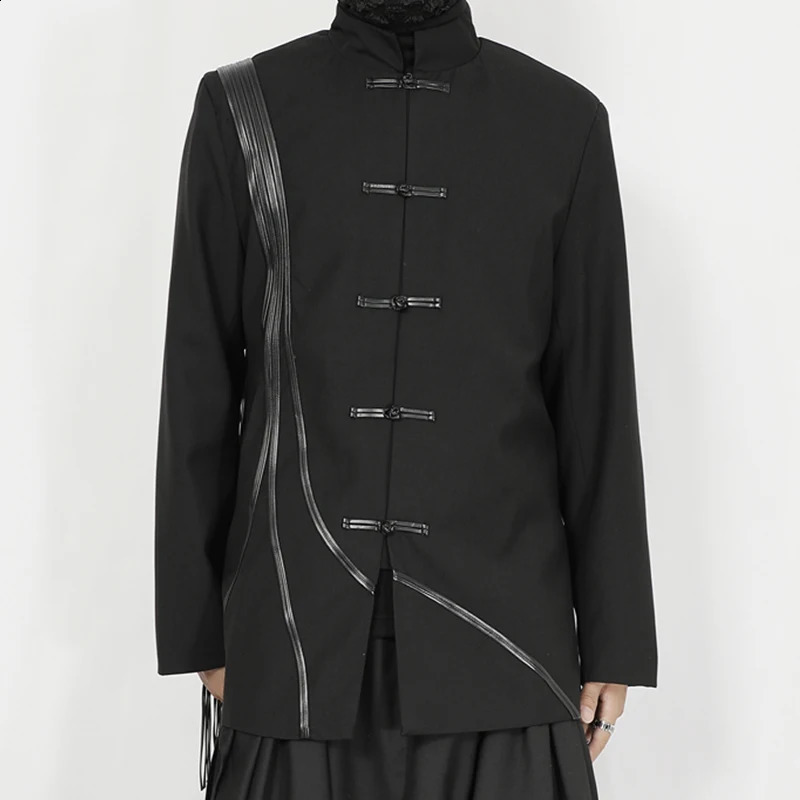 NDNBF yamamoto style homme2024 Spring Suit Mens Standing Collar Zhongshan Chinese Button Casual Small Coat 240812