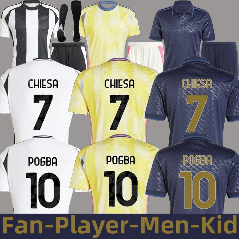 24/25 POGBA Fan Player version mens kids football kits sets maglia Juventus Home away 3rd soccer jerseys CHIESA VLAHOVIC MILIK FAGIOLI YILDIZ JUV-image-896705202