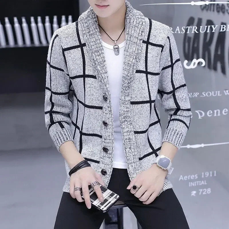 Man Clothes Cardigan Knitted Sweaters for Men No Hoodie Patchwork Plaid Selling Products Old Wool Korean Fashion S X A 240813