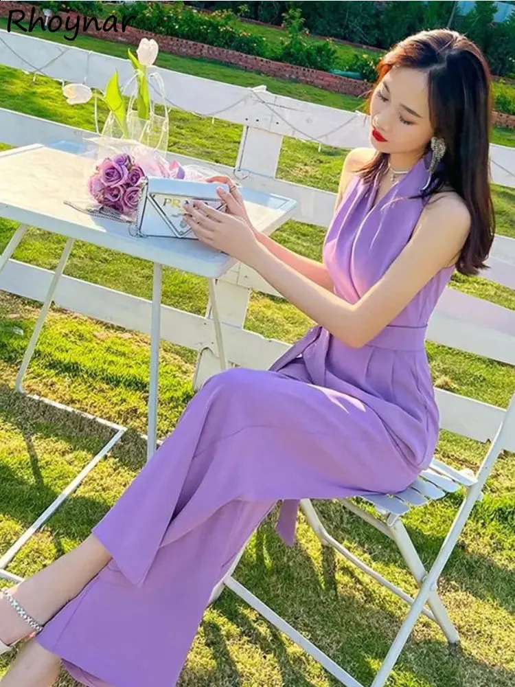 Jumpsuits Women High Waisted Temper Elegant Gentle Halter Clothes Bandage French Aesthetic Vintage Pure Summer Harajuku Chic Ins 240813