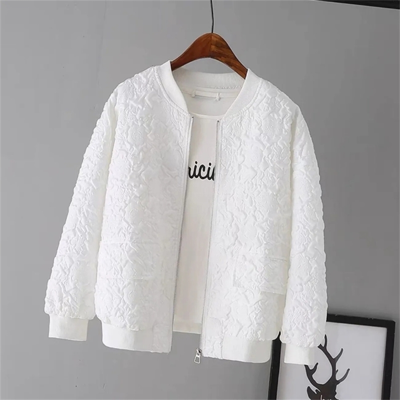 Solid Color Ladies Short Baseball Jacket 2023 Korean Spring Casual White Top Female Cardigan Zipper Jackets Fashion y240812Z