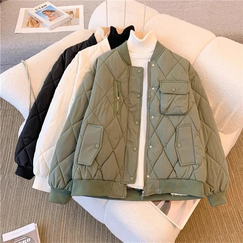 Womens Down Cotton Jacket 2024 Fashion Thickening Ladies Winter Parka Coat Korean Version Slim Loose Female Outerwear 240812