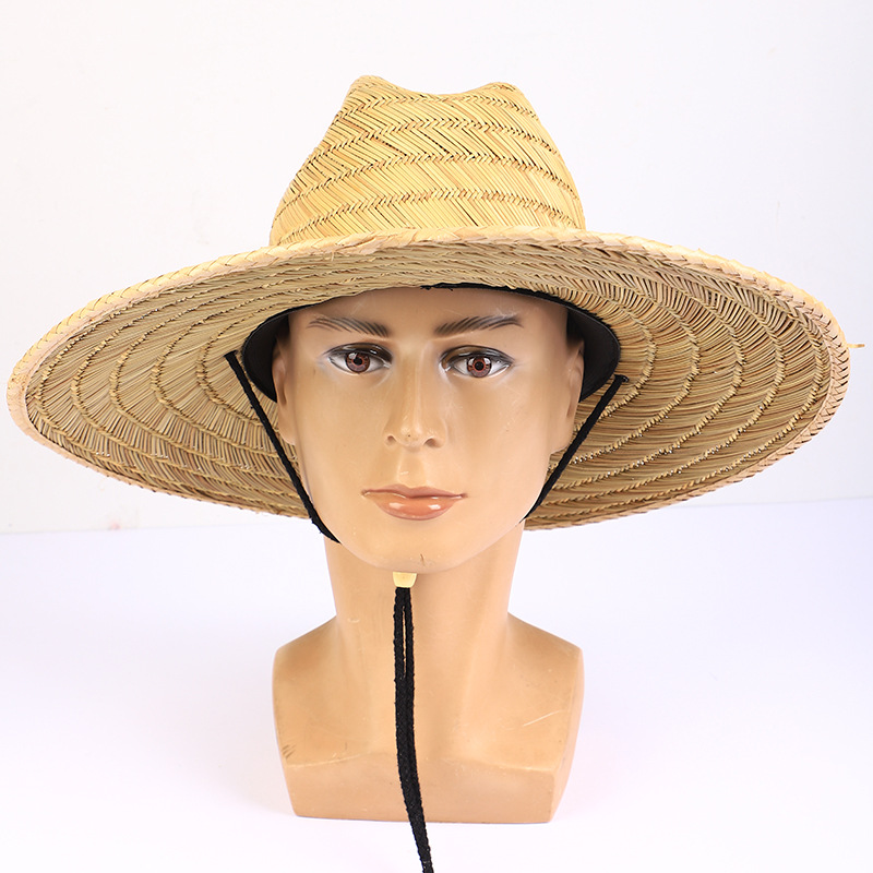 Summer bunched bamboo braided sunshade hat Outdoor outing dome hollow-woven large brim sunshade hat R240813