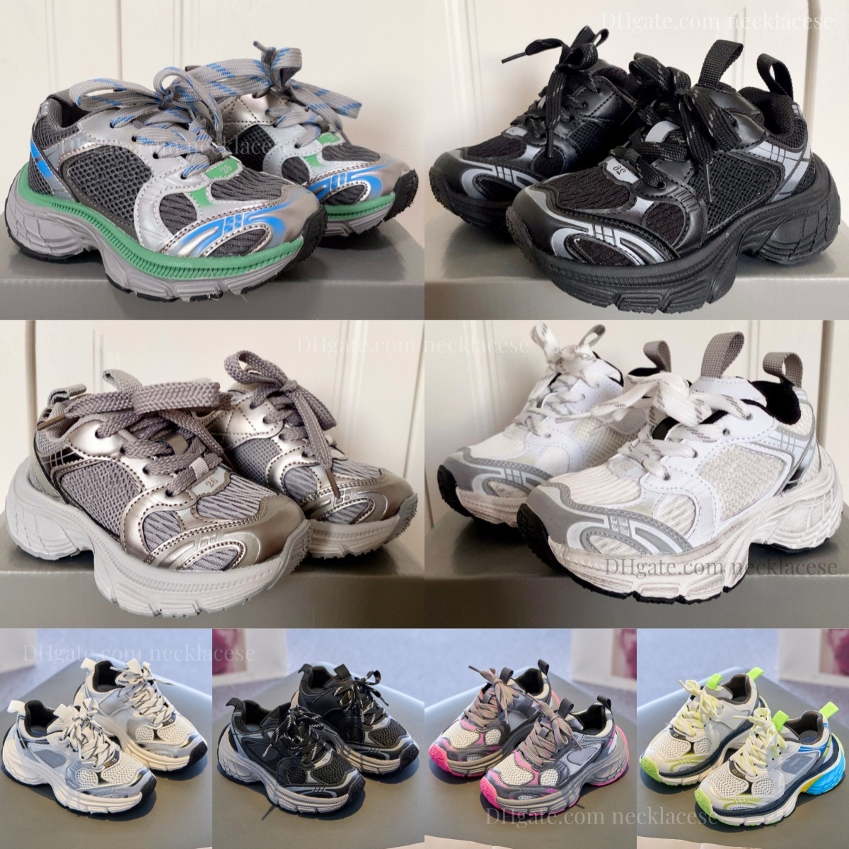 Kids Sneakers 10XL Casual Runner 3XL Shoes Platform lace Children Boys Girls Track Trainers Toddler Youth Kid Sport Clunky Mesh Shoe Black White-image-898310035
