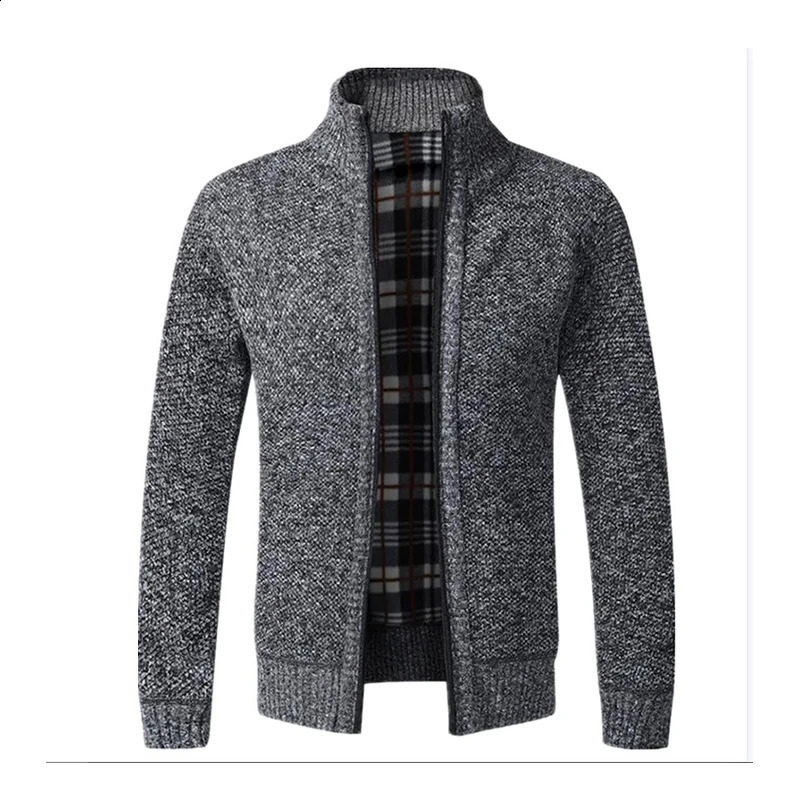 Cardigan d'automne et d'hiver à manches longues stretch slim moes de vêtements décontractés de vêtements pour hommes collier zipper pull de haute