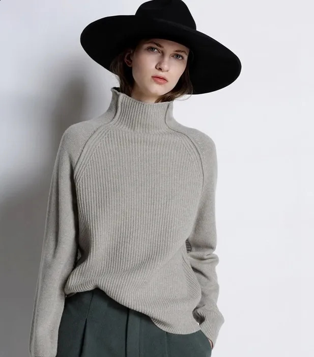 Ldzwsm Femmes Paullateurs automne / hiver de haute qualité Soft 100% Pull en laine mérinos avec un pull en cachemire à moitié haut épais top 2408