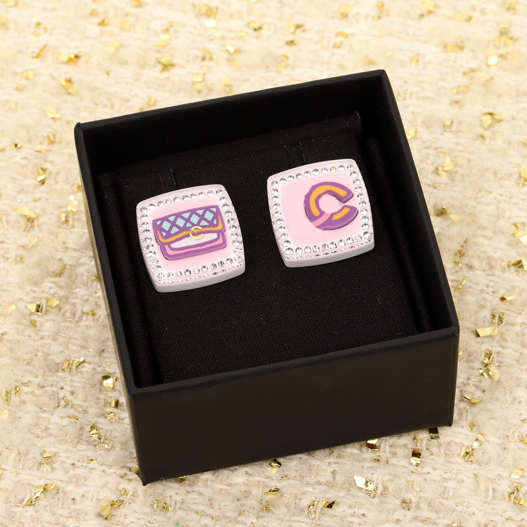 2025 Luxury quality Charm fan shape stud earring with colorful diamond simple design have box stamp PS3231