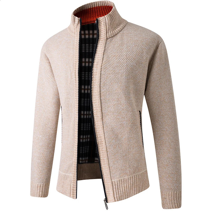 Veste cardigan à collier pour hommes en automne et en hiver Version coréenne de veste de pull coloride solide mince 240813