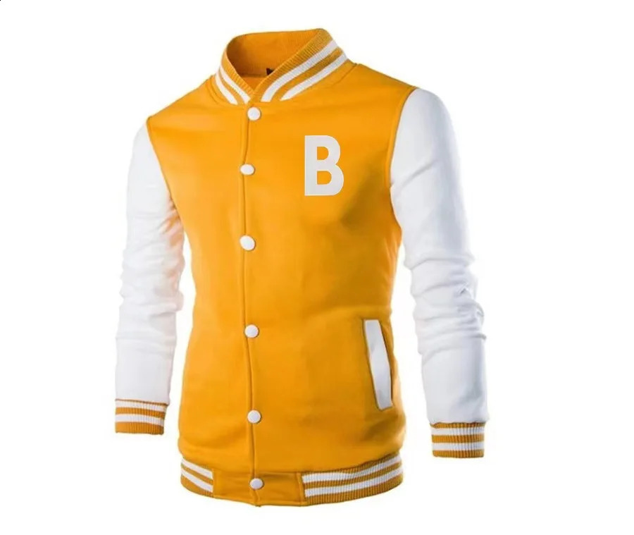 letter printed polyester top fashionable single chest casual baseball jacket loose open collar couple jacket240812
