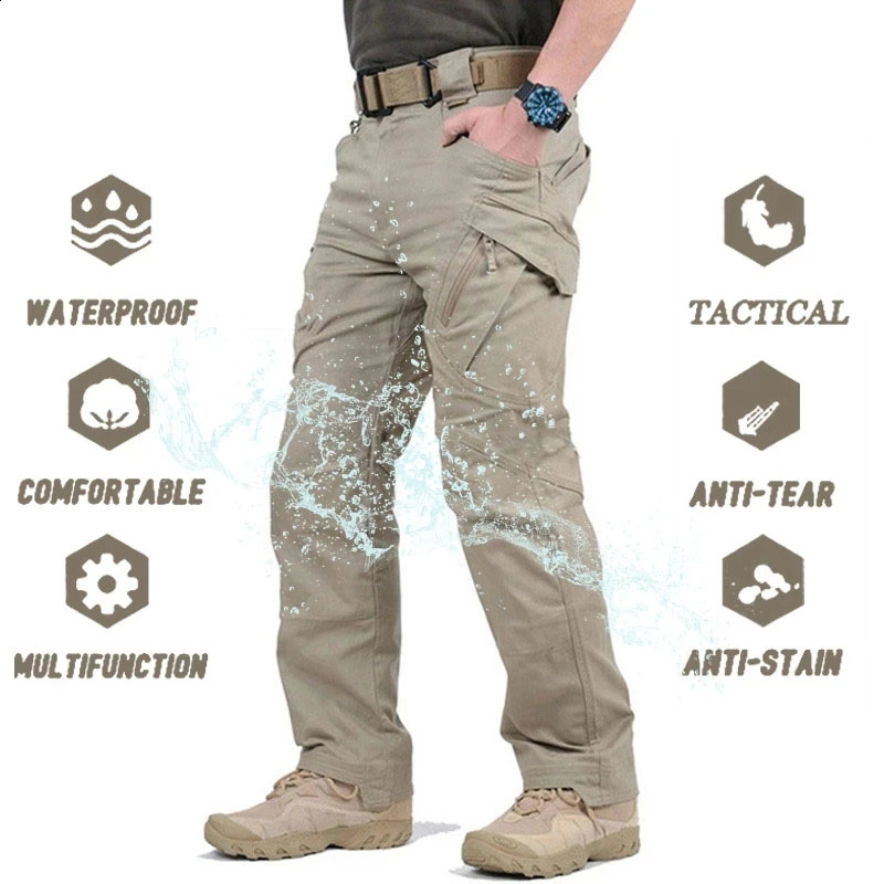 Pantalon de cargaison de camping étanche pour hommes et automne pantalon résistant à l'usure de poche