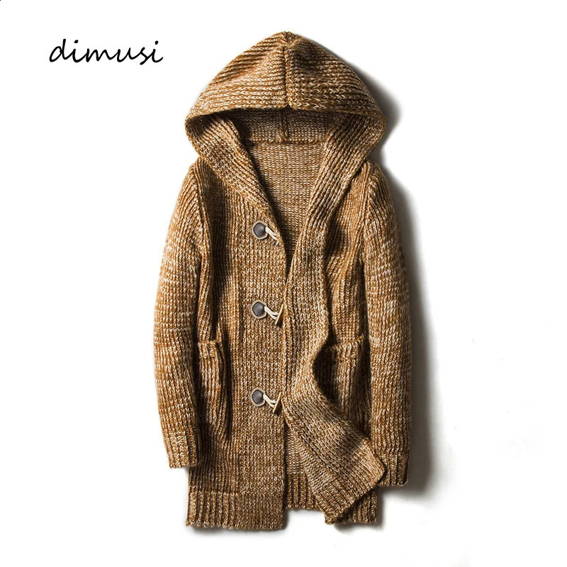 Les chandails pour hommes d'hiver DiMusi Male Mâle long tricot tricot torsades manteaux décontractés de vestes cardigan tricot à tricot.