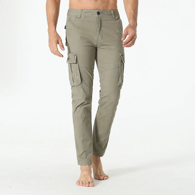 Pantalon d'automne et d'hiver décontracté pour hommes pantalons de cargaison de coton masculin multi-poche pantalon masculin s-4xl240812