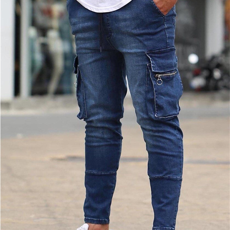 Spring and Autumn Fashion Jeans S-3XL Classic Blue and Black Multi Pocket Coverage for Daily Casual High Quality Mens Denim Street Clothing240812