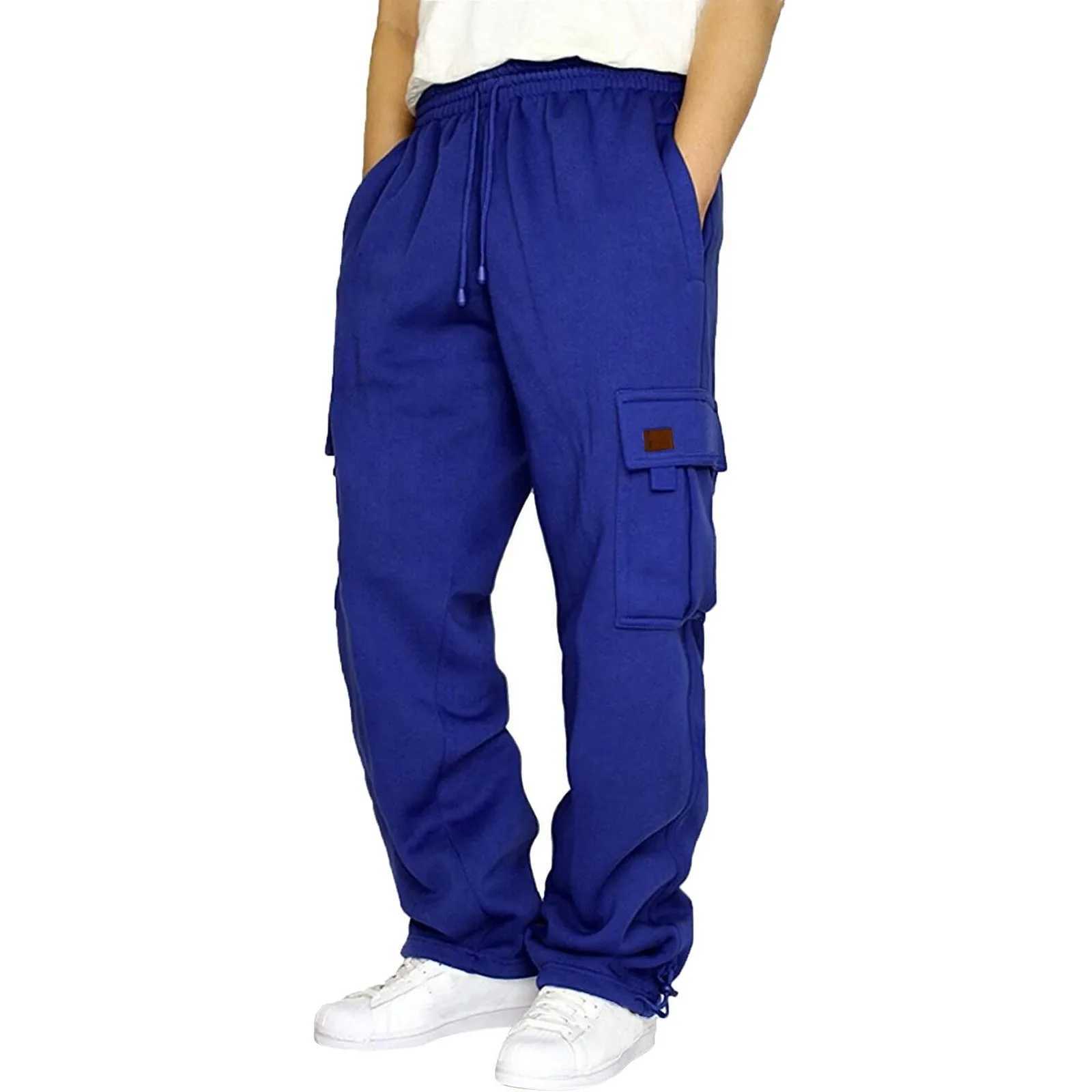 Men Wide Leg Long Pants Thick Fce Cargo Pants Sweatpants Fashion Loose Casual Comfy Winter Warm Sports Straight Leg TrousersXJ241112