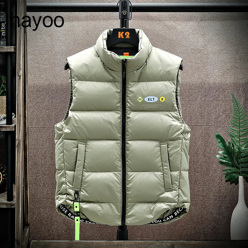 White Duck Down jacket vest mens spring and autumn closefitting warm coat Korean fashion for teenagers 240813