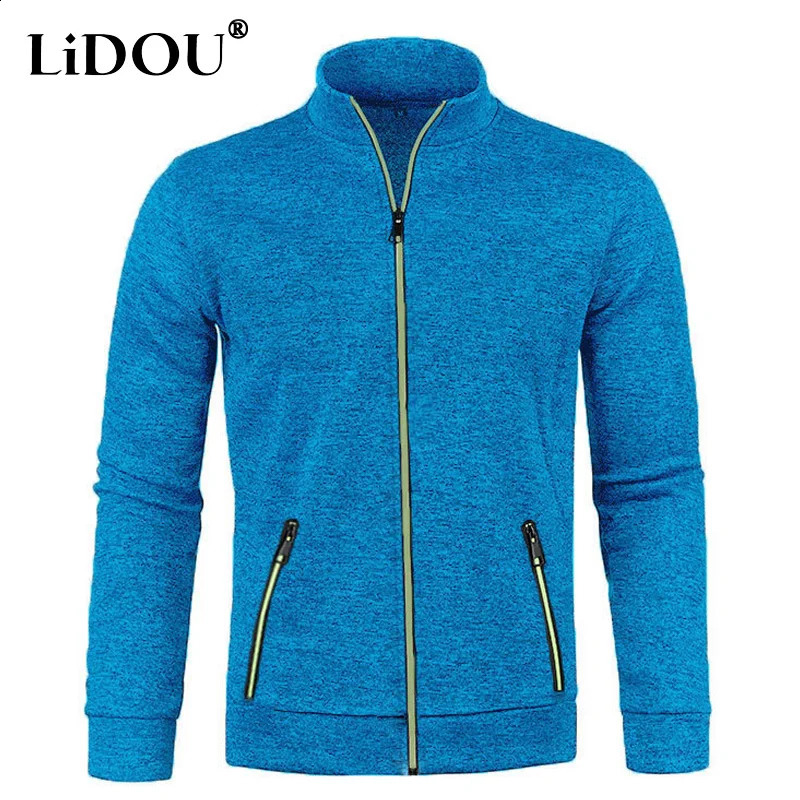 Autumn Winter Solid Color Long Sleeve Knitting Cardigan Man Casual Loose Comfortable Zipper Pockets All-match Outwear 240813