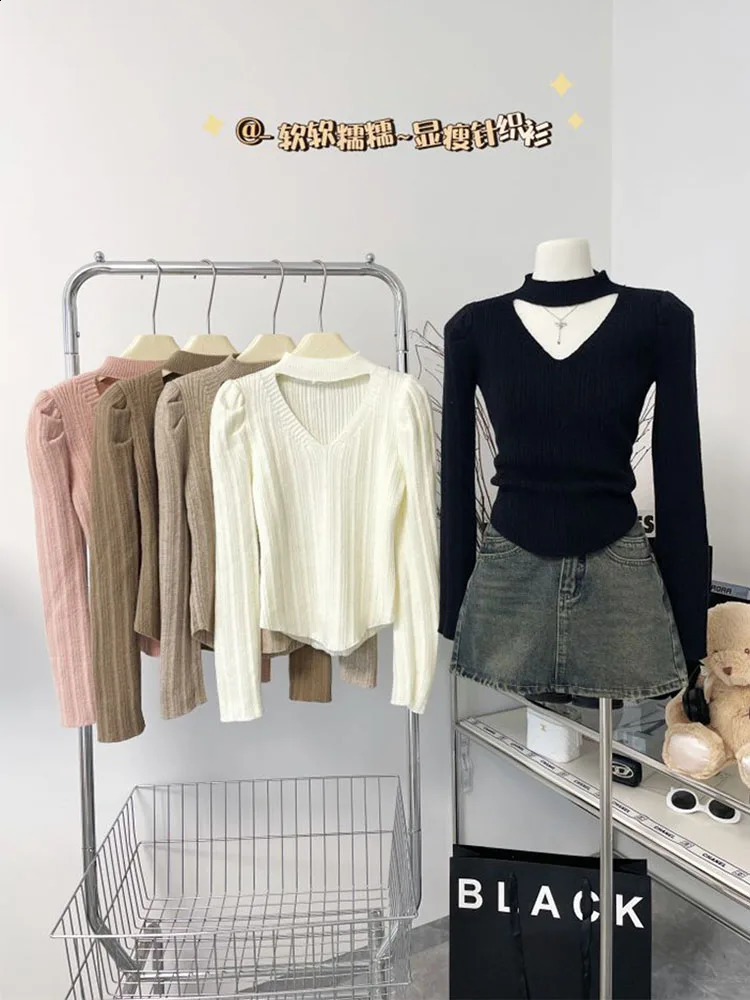 Fashion Simple Solid Knitted Sweater O-Neck Gyaru Long Sleeve Pullovers Casual Knitwear Jumper Autumn Winter Coquette Streetwear 240814
