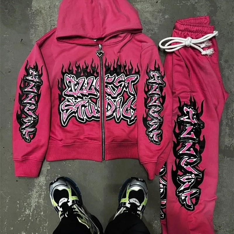 Y2K Street Hiphop Goth Trend Sweat à sweat surdimensionné Mentide Mash