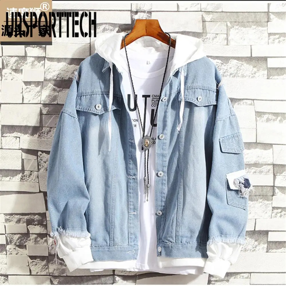 autumn hoodie denim jacket mens fashion streetwear mens bomber jacket and coat mens denim clothing mens S-3XL240813