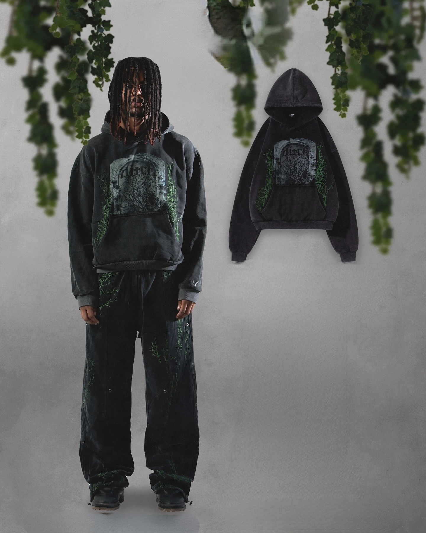 America Streetwear Zipper Hoodies Gothic Grunge Vine Print Loose Hoodie Men Y2k Retro Black Oversized Coat Sweatshirt Clothing 240824