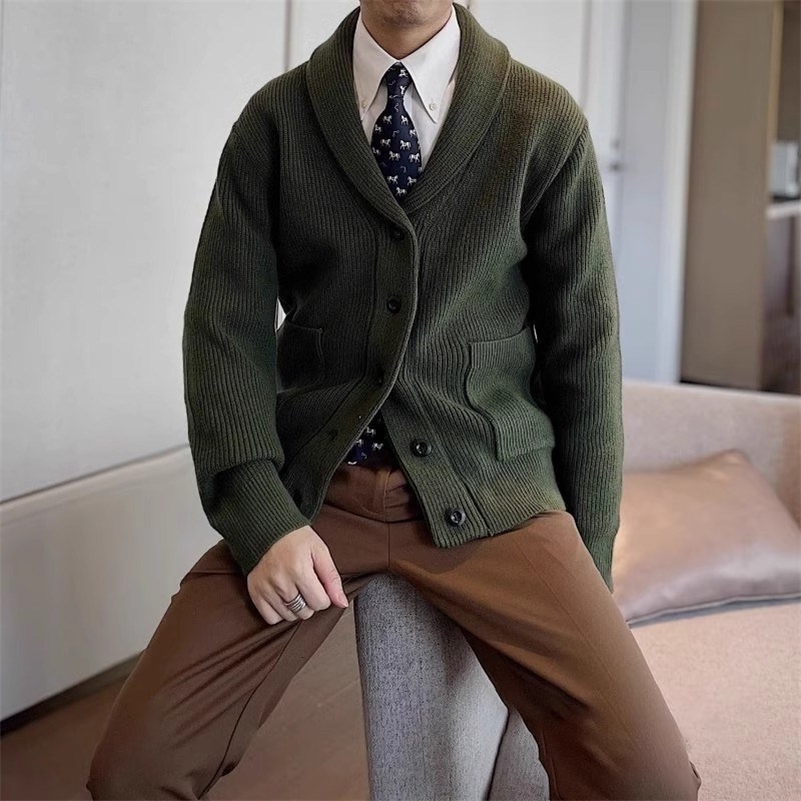 Fashion Autumn Winter Mens Longsleeved Sweater Cardigan Pockets Turtleneck Solid Color Male Clothing Pulls Pour Hommes y240813
