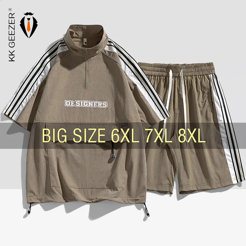 Ensemble de chemises pour hommes avec poches à manches courtes 2024 surdimensionnés 6xl 7xl 8xl Plus taille t-shirt d'été à manches courtes