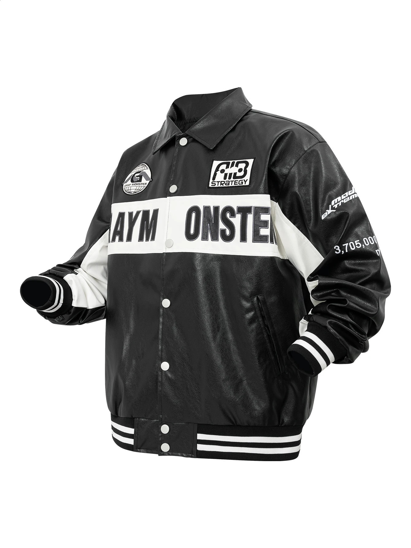 Mens Leather School Team Jacket Black Artificial Leather Bomber Jacket Letter Embroidered Loose Coat Autumn/Winter240813