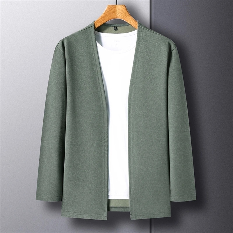 Mens Casual Solid Color Long Sleeved Cardigan Cloak Spring and Autumn Fashionable Comfortable Top y240813